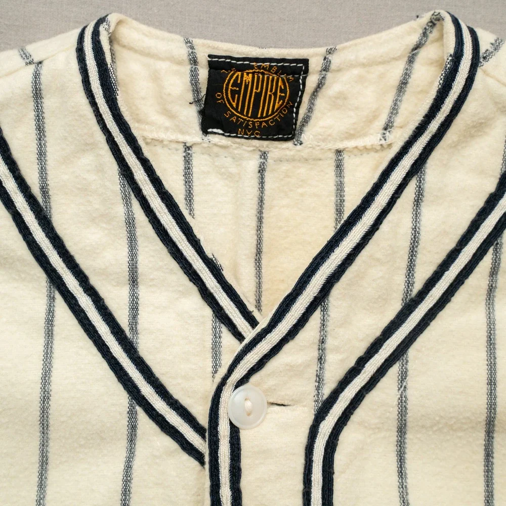 Vintage 40s 50s Empire NY Youth Baseball Uniform Pinstriped Cat Eye Buttons M